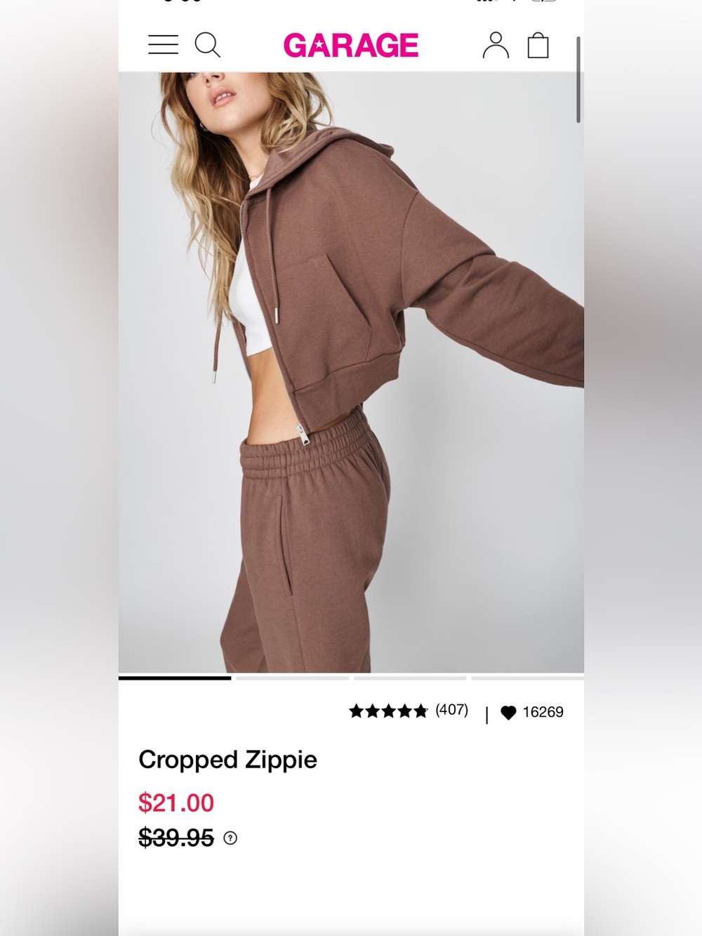 Zara Cropped Zippie Jogger Pants in Brown
